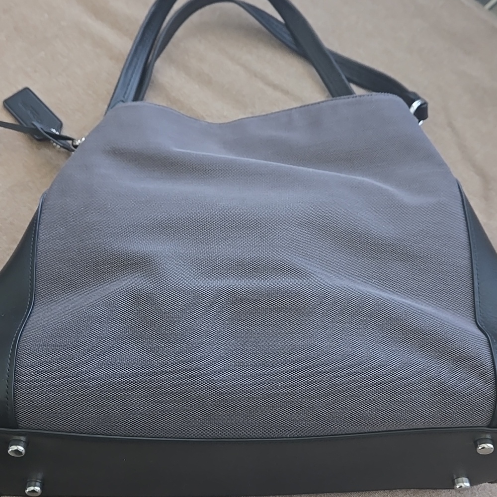 Coach Gray and Black Canvas Shoulder Bag - Picture 2 of 4